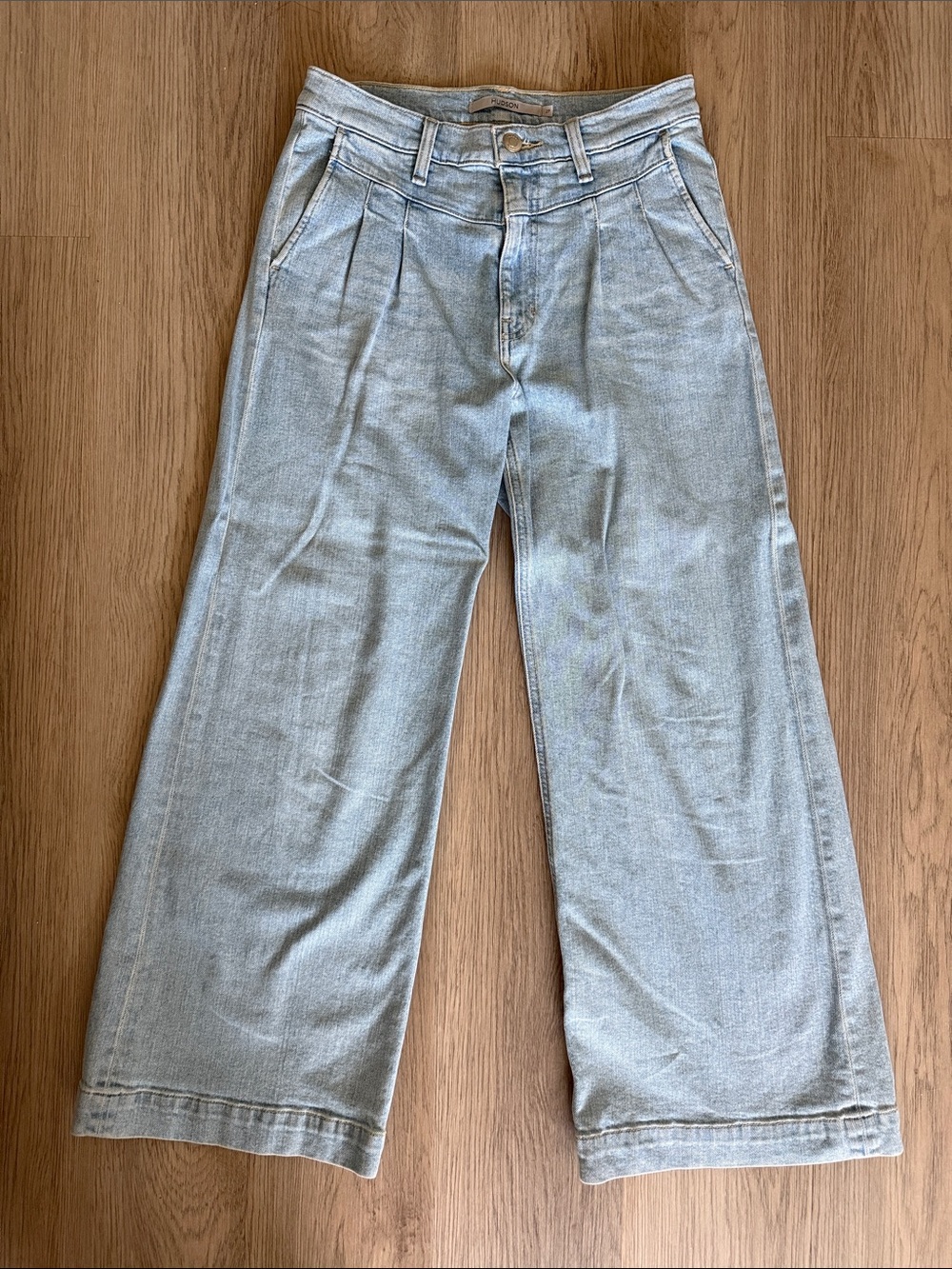 Hudson Jeans light blue wide leg pleated denim